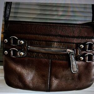 Etienne Aigner Dark Brown Leather Messenger Bag